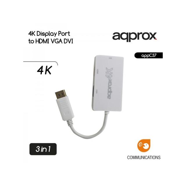 Approx - appC37 DisplayPort VGA + HDMI + DVI Blanco