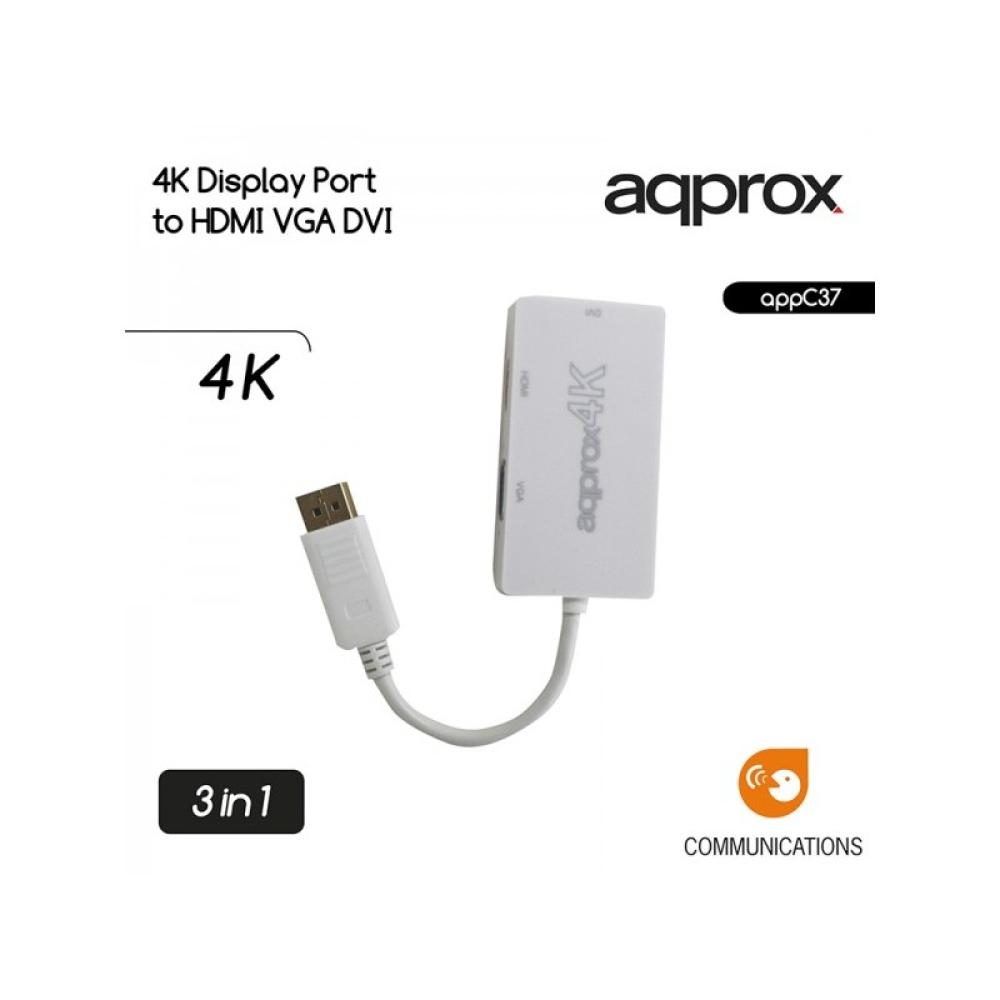 Approx - appC37 DisplayPort VGA + HDMI + DVI Blanco