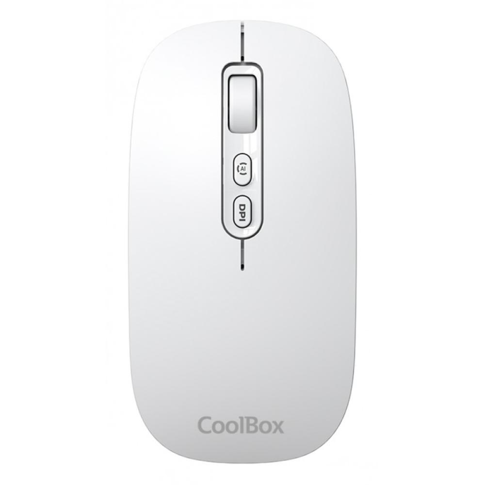 CoolBox - RATON W02 IA BLANCO INALAMBRICO RECARGABLE 500MAH RF+BT 1600DPI COPILOT SILENTCLICK