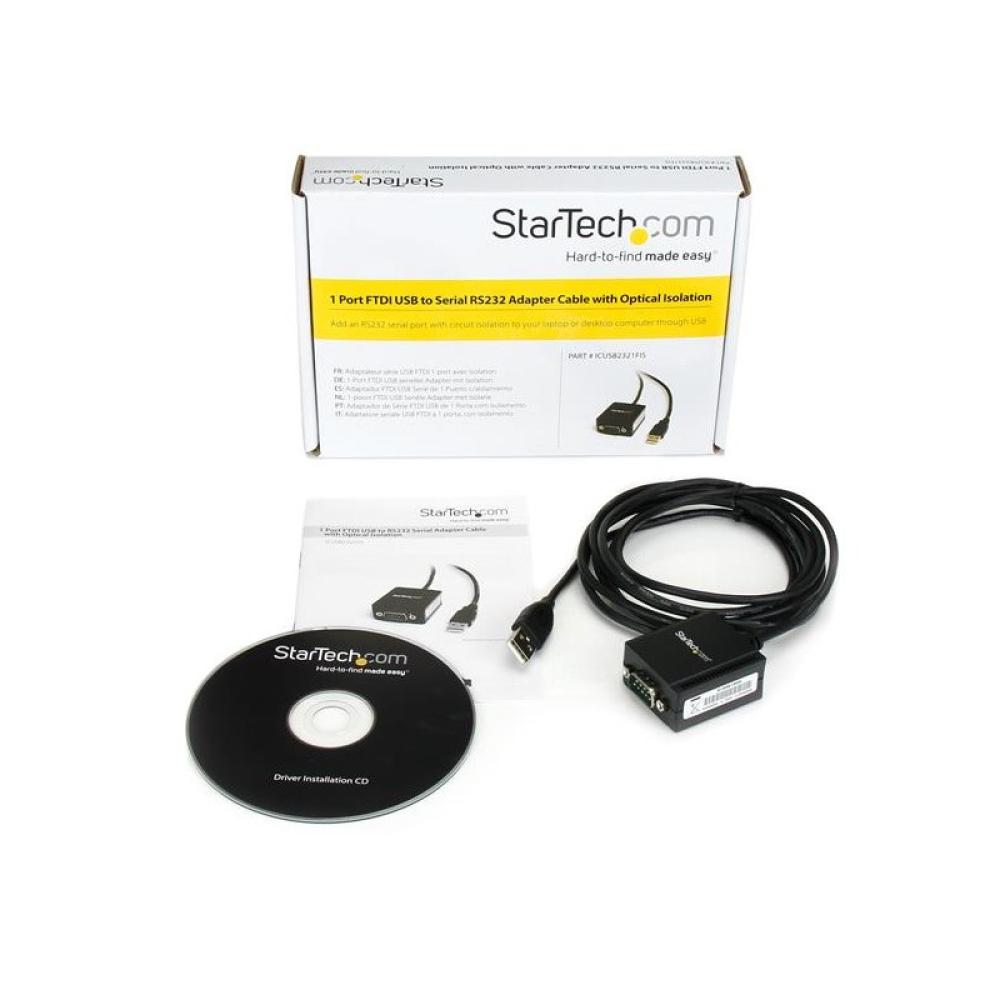 StarTech.com - Cable Adaptador 2,5m USB a 1 Puerto Serie Serial RS232 DB9 FTDI Aislamiento Óptico