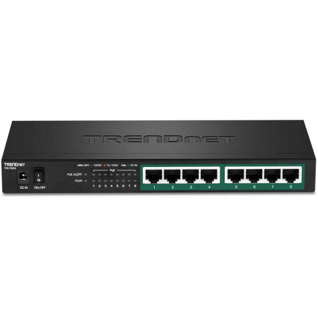 Trendnet - TPE-TG83 switch No administrado Gigabit Ethernet (10/100/1000) Energía sobre Ethernet (PoE) Negro