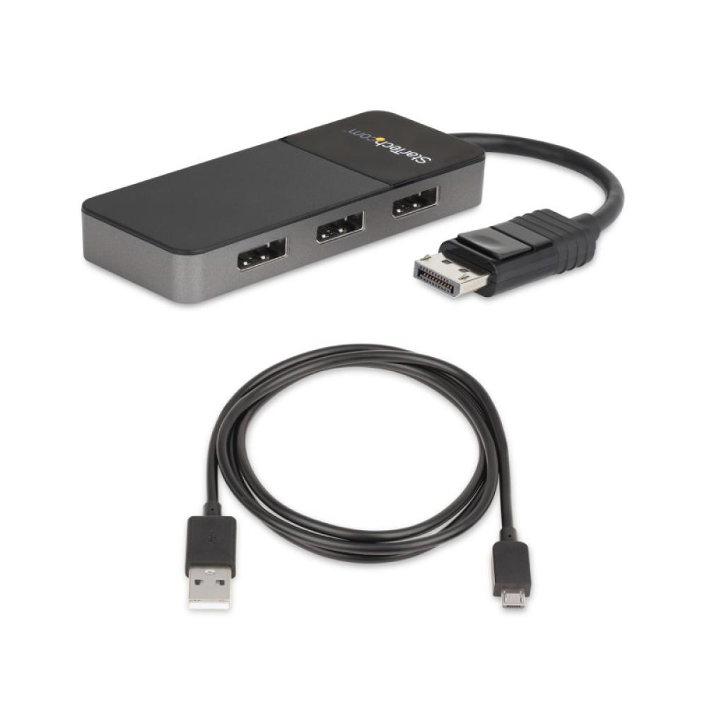 StarTech.com - Hub MST de 3 Puertos DisplayPort 1.4 - Divisor Splitter DP para 3 Monitores - Adaptador DisplayPort a 3x DisplayP