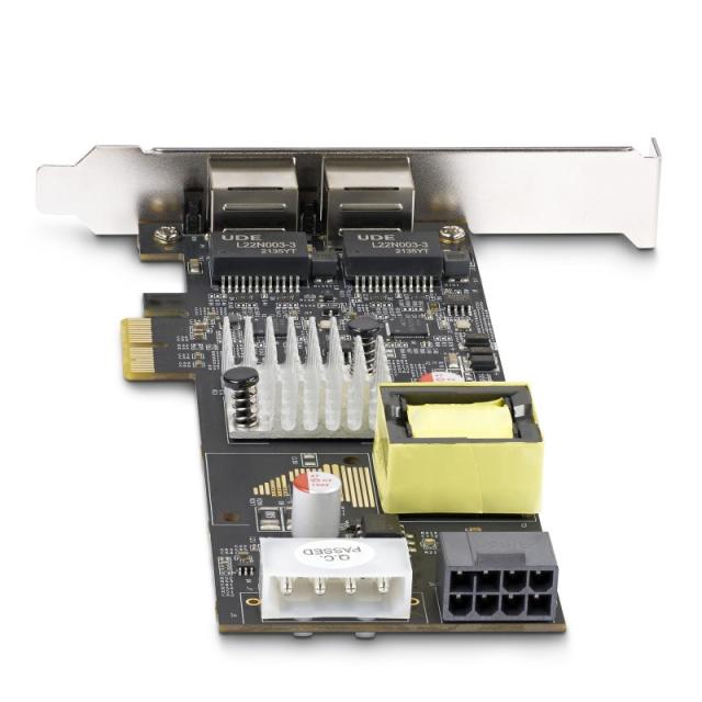 StarTech.com - Tarjeta de Red Ethernet PCIe de 2 Puertos PoE de 2,5Gb - Tarjeta de Red NBASE-T - Adaptador LAN PCI Express - Int