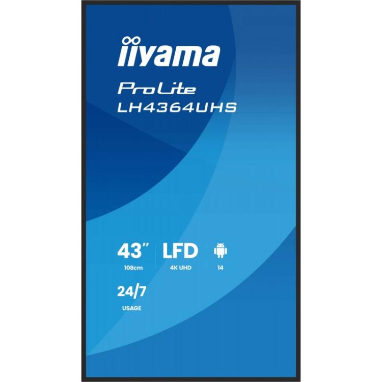 iiyama - LH4364UHS-B1AG pantalla de señalización Pantalla plana para señalización digital 109,2 cm (43") LED Wifi 500 cd / m² 4K