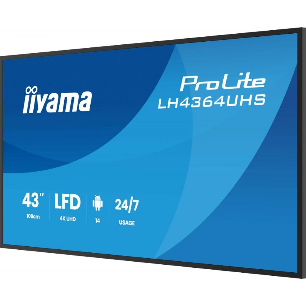 iiyama - LH4364UHS-B1AG pantalla de señalización Pantalla plana para señalización digital 109,2 cm (43") LED Wifi 500 cd / m² 4K