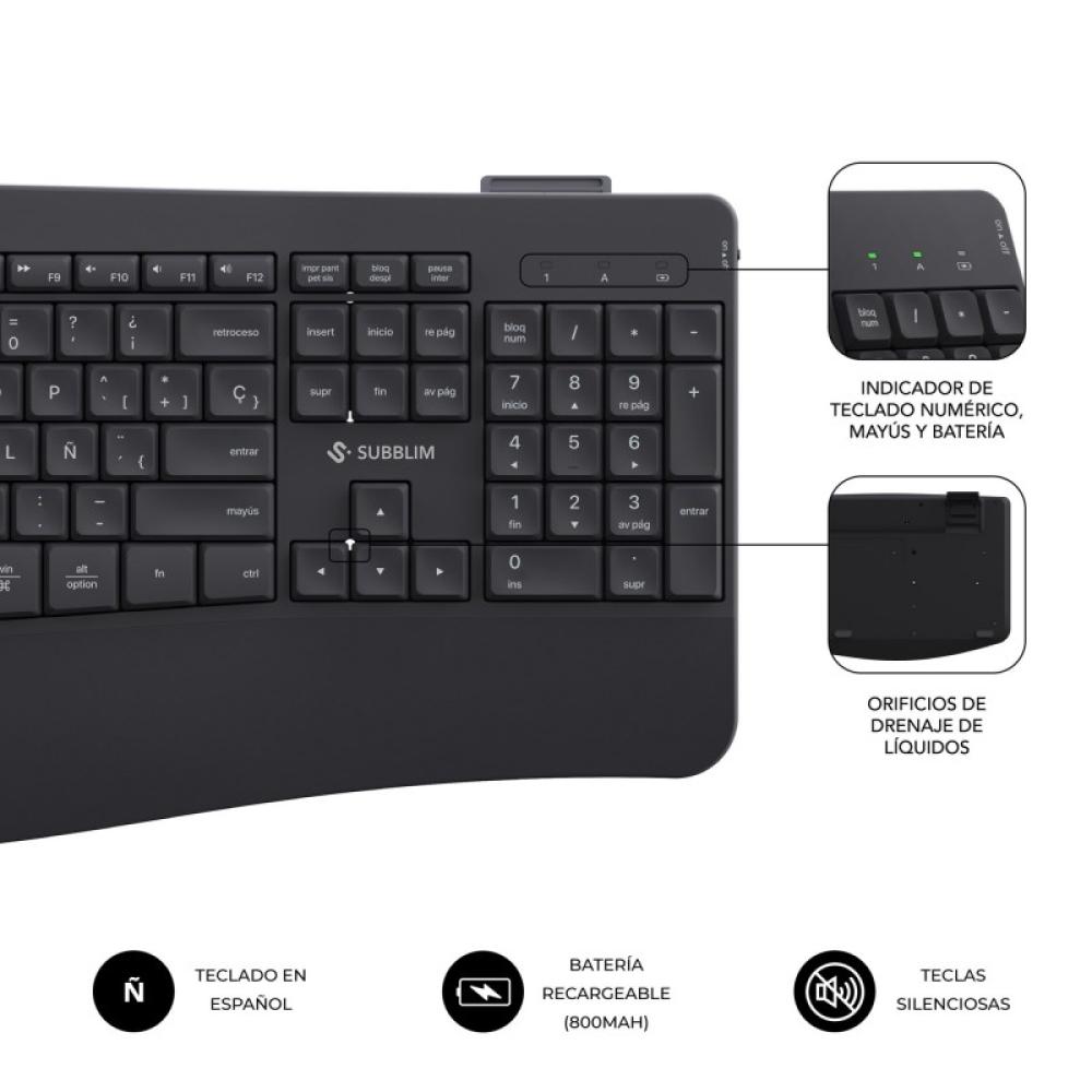SUBBLIM - Teclado con ratón COMBO DUAL OFFICE PROWAVE BLACK