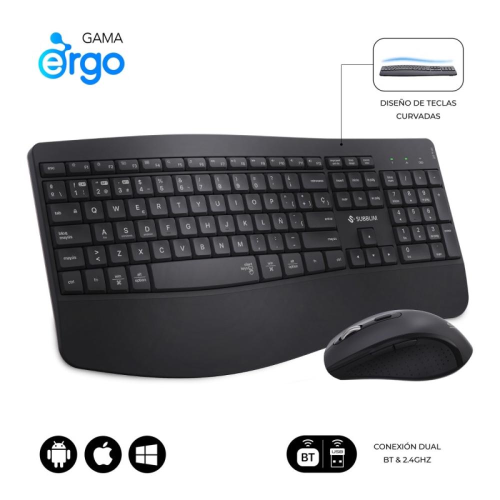 SUBBLIM - Teclado con ratón COMBO DUAL OFFICE PROWAVE BLACK
