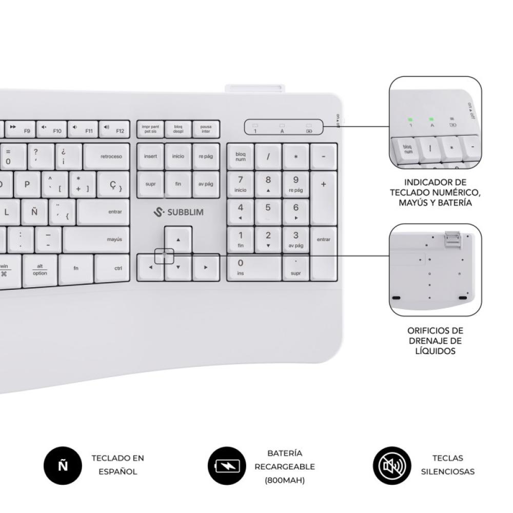 SUBBLIM - Teclado con ratón COMBO DUAL OFFICE PROWAVE WHITE