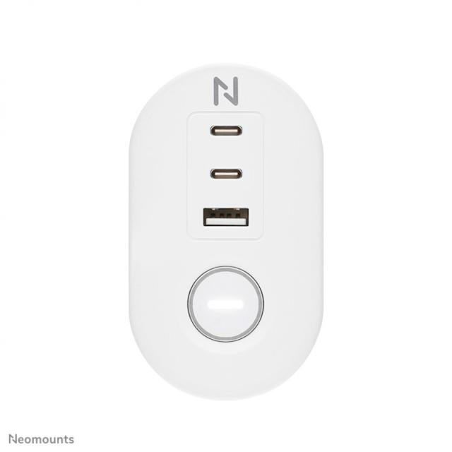 Neomounts - DS22-840WH6 Regleta de sobremesa con abrazadera y puertos USB-C y USB-A - carga rápida
