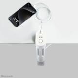 Neomounts - DS22-840WH6 Regleta de sobremesa con abrazadera y puertos USB-C y USB-A - carga rápida