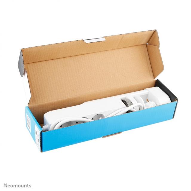 Neomounts - DS22-840WH6 Regleta de sobremesa con abrazadera y puertos USB-C y USB-A - carga rápida