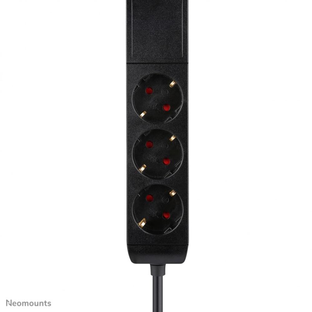 Neomounts - DS22-840BL6 Regleta de sobremesa con abrazadera y puertos USB-C y USB-A - carga rápida