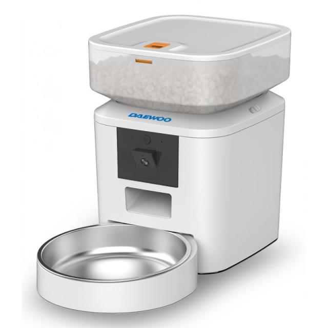 Daewoo - D-QQ039-2L comedero y bebedero para perro y gato Acrilonitrilo butadieno estireno (ABS), Acero inoxidable Blanco Univer