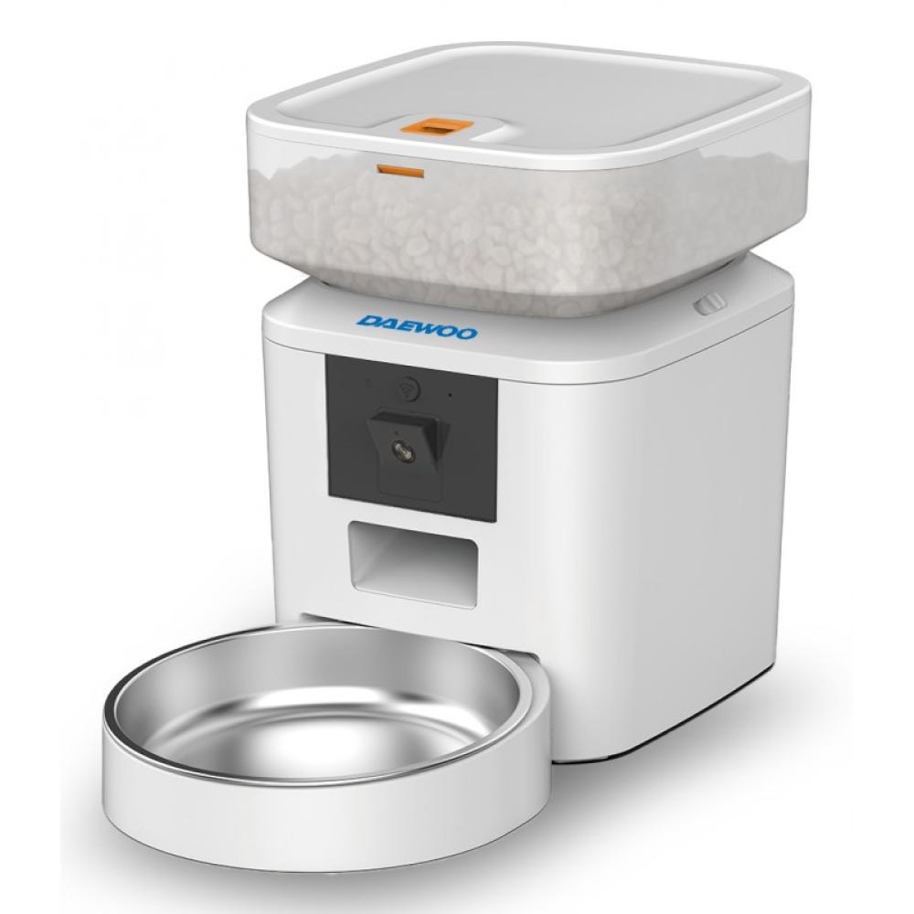 Daewoo - D-QQ039-2L comedero y bebedero para perro y gato Acrilonitrilo butadieno estireno (ABS), Acero inoxidable Blanco Univer