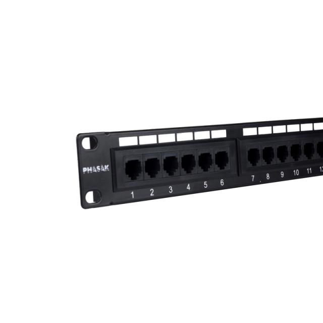 Phasak - Panel de transferencia 19" 24P Cat.6A UTP RJ45 DUAL 1U - PU 2421