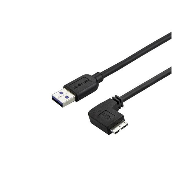 StarTech.com - Cable delgado de 0,5m Micro USB 3.0 acodado a la derecha a USB A
