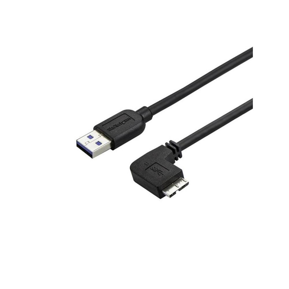 StarTech.com - Cable delgado de 0,5m Micro USB 3.0 acodado a la derecha a USB A