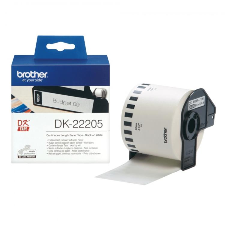 Brother - DK-22205 cinta para impresora de etiquetas Negro sobre blanco DK-22205 - Pack de 3 unidades