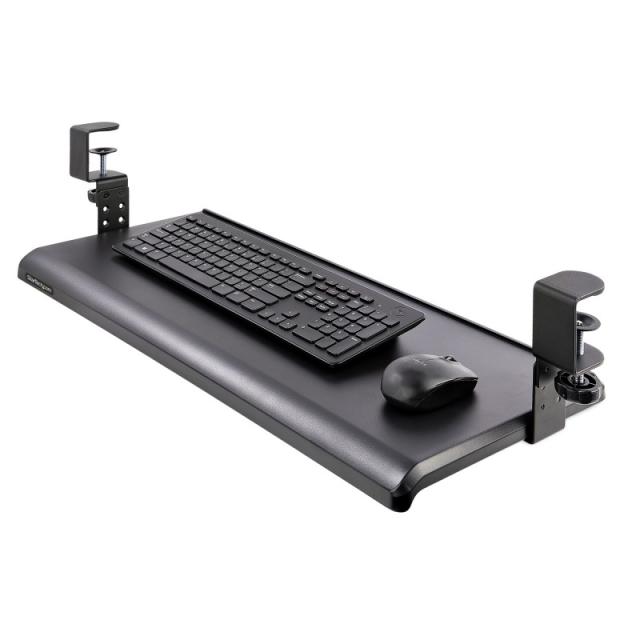 StarTech.com - Bandeja Deslizante de Teclado para Debajo del Escritorio, Soporte de Mordaza, 2kg, Bandeja para Teclado, Soporte