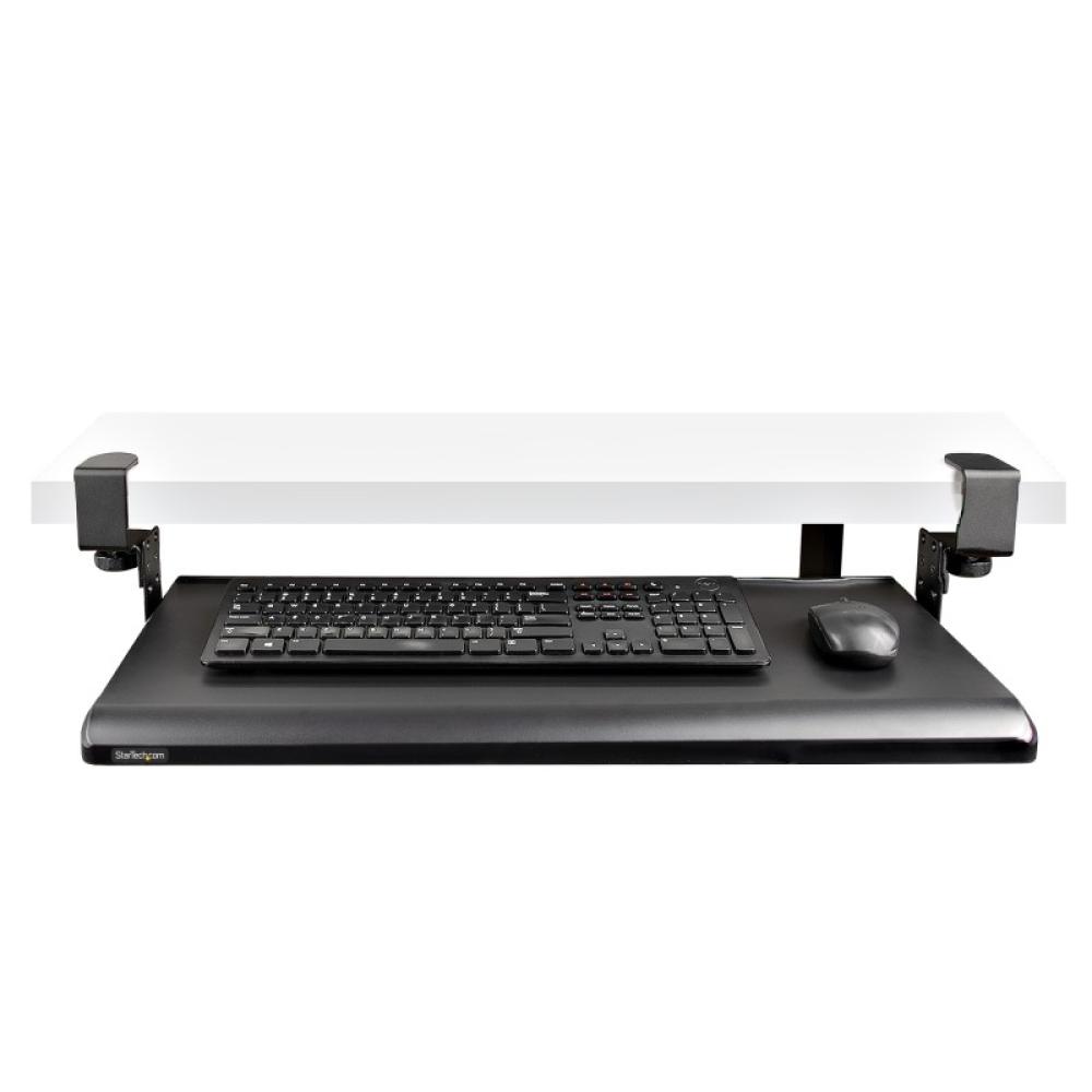 StarTech.com - Bandeja Deslizante de Teclado para Debajo del Escritorio, Soporte de Mordaza, 2kg, Bandeja para Teclado, Soporte