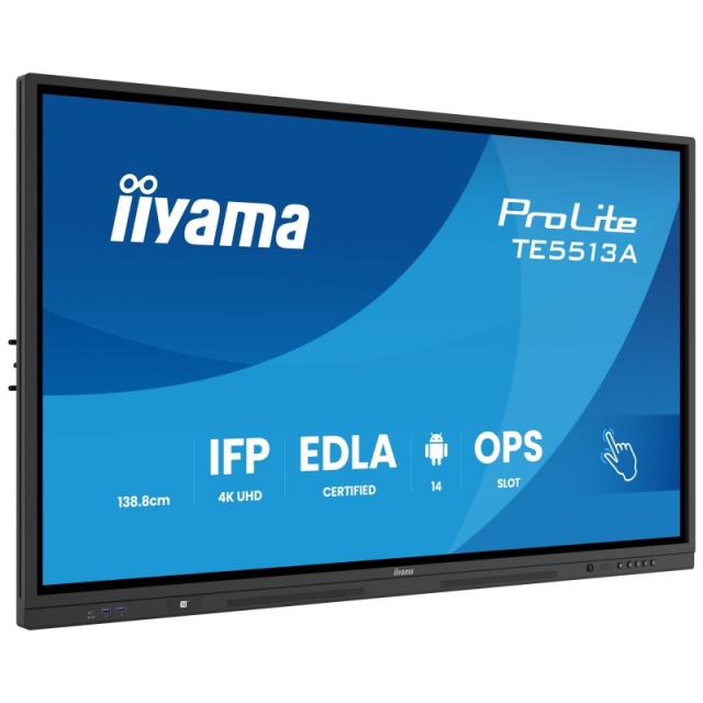 iiyama - TE5513A-B1AG pantalla de señalización Panel plano interactivo 138,7 cm (54.6") Wifi 500 cd / m² 4K Ultra HD Negro Panta
