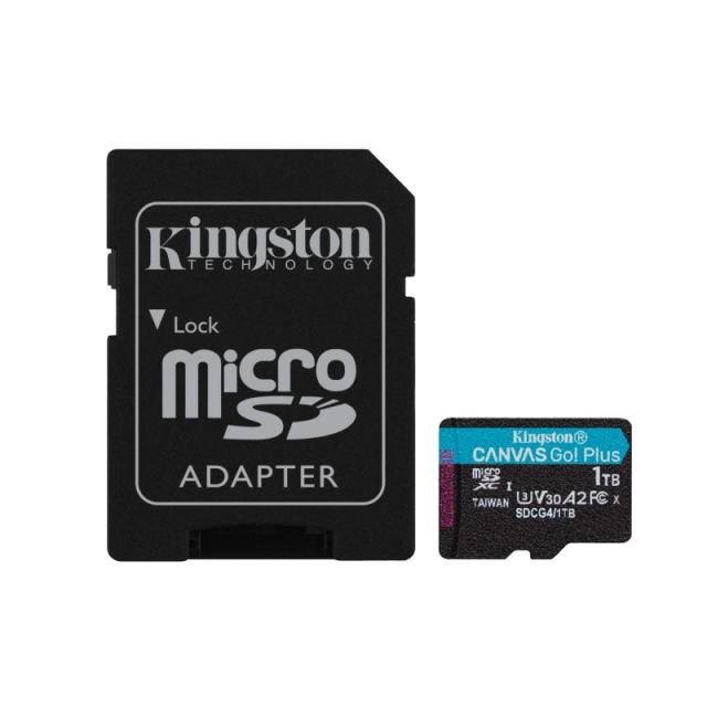 Kingston Technology - Tarjeta microSDXC Canvas Go Plus Gen4 de 1 TB, 200 MB/s, A2 U3 V30 y adaptador