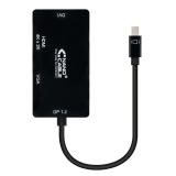 Nanocable - Conversor Mini DisplayPort a VGA / HDMI, 3 en 1, DP 1.2/M-VGA/H-HDMI/H 4K, Negro, 15 cm
