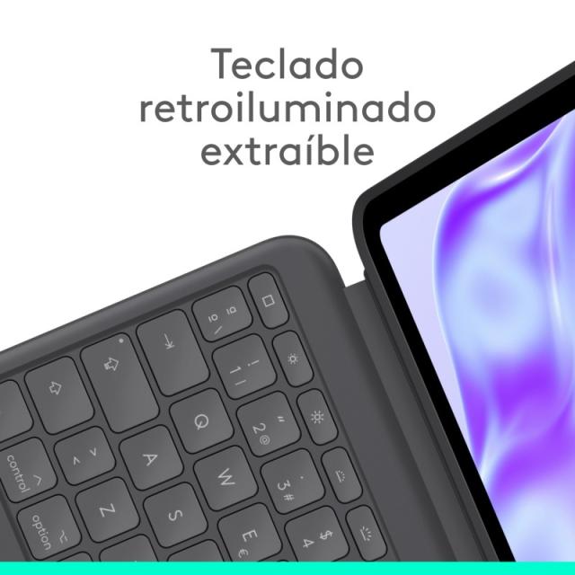Logitech - Combo Touch, funda con teclado, iPad Pro 13 pulgadas (M4)(2024) - Teclado retroiluminado extraíble con soporte abatib