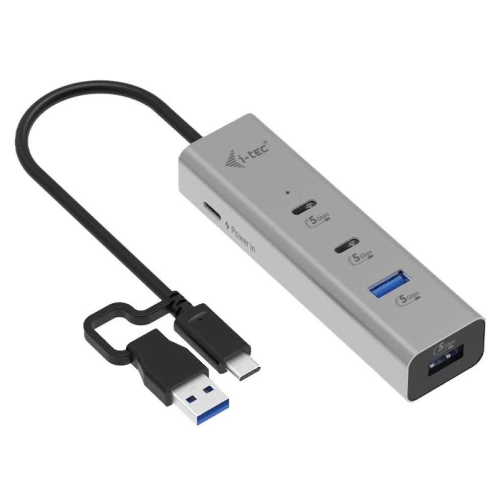 i-tec - Metal Universal Charging HUB 2xUSB-C + 2x USB-A Port + Power Delivery 85W
