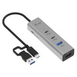 i-tec - Metal Universal Charging HUB 2xUSB-C + 2x USB-A Port + Power Delivery 85W