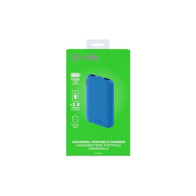 Celly - PBE5000 batería externa Azul Ión de litio 5000 mAh