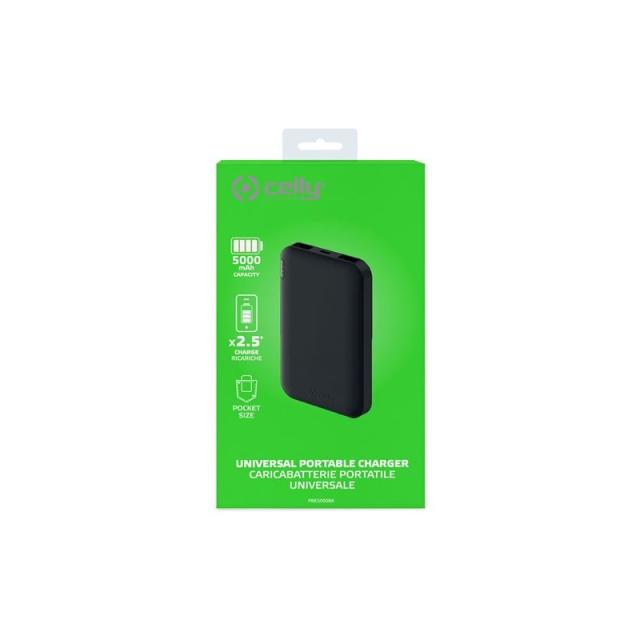 Celly - PBE5000 batería externa Negro Ión de litio 5000 mAh