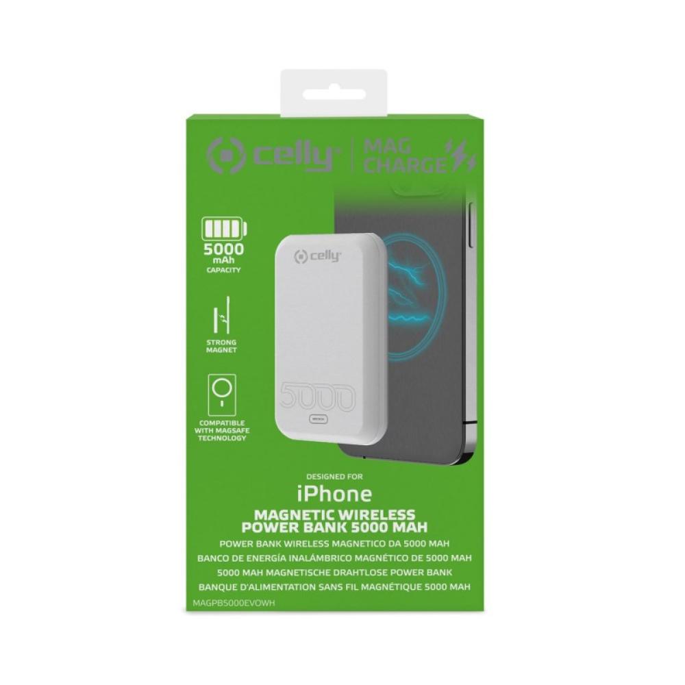 Celly - MAGPB5000EVOWH batería externa 5000 mAh Cargador inalámbrico Blanco