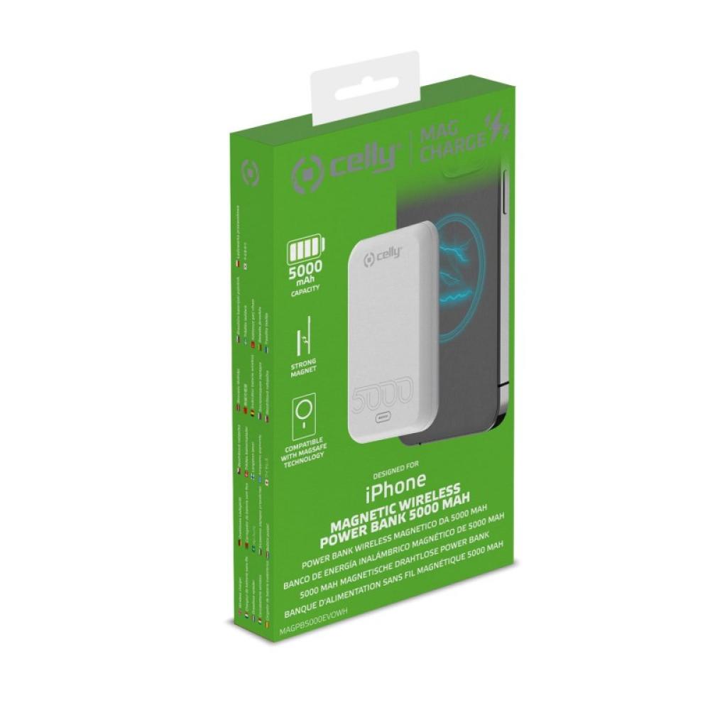 Celly - MAGPB5000EVOWH batería externa 5000 mAh Cargador inalámbrico Blanco