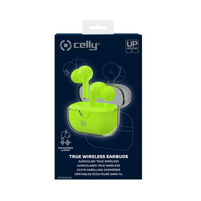 Celly - CLEAR Auriculares True Wireless Stereo (TWS) Dentro de oído Llamadas/Música USB Tipo C Bluetooth Verde