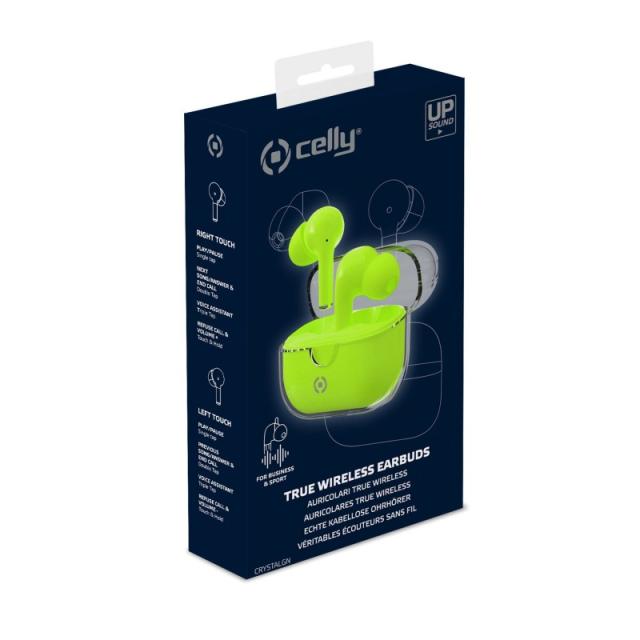 Celly - CLEAR Auriculares True Wireless Stereo (TWS) Dentro de oído Llamadas/Música USB Tipo C Bluetooth Verde