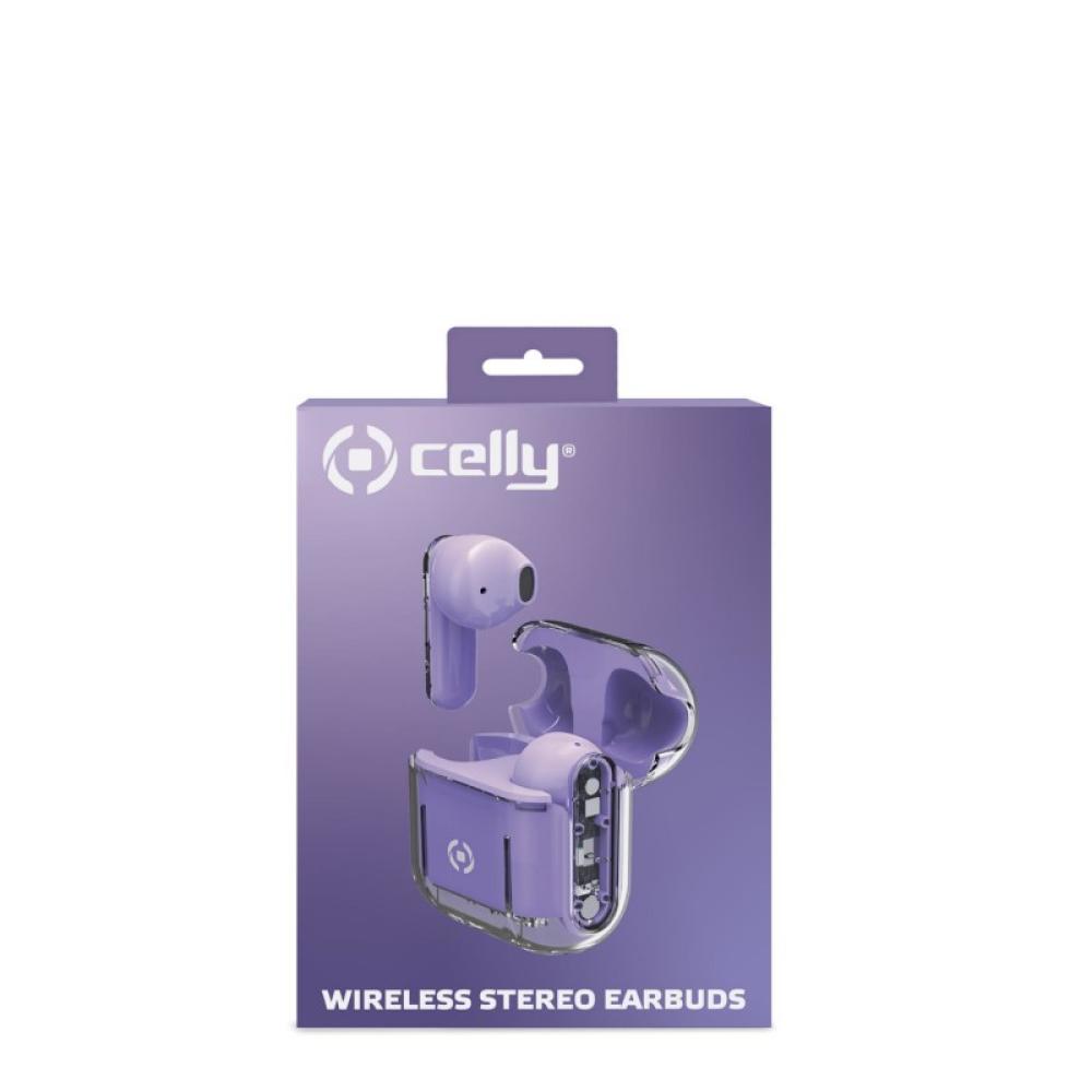 Celly - SHEER Auriculares True Wireless Stereo (TWS) Dentro de oído Llamadas/Música Transparente, Violeta