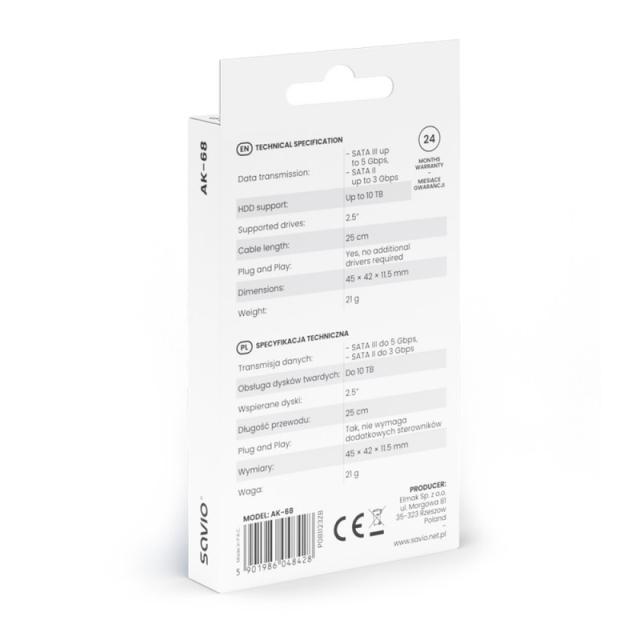 Savio - K-68 tarjeta y adaptador de interfaz USB 3.2 Gen 1 (3.1 Gen 1)