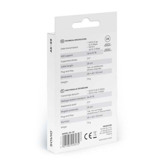 Savio - AK-69 tarjeta y adaptador de interfaz USB 3.2 Gen 1 (3.1 Gen 1)