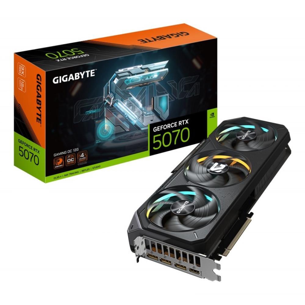 GIGABYTE - GeForce RTX 5070 GAMING OC 12G Tarjeta Gráfica - 12GB GDDR7, 192 bits, PCI-E 5.0, 2625 MHz Core Clock, 3 x DP 2.1a, 1