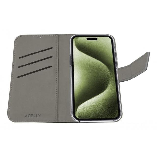 Celly - WALLY1078 funda para teléfono móvil 15,5 cm (6.1") Funda cartera Negro