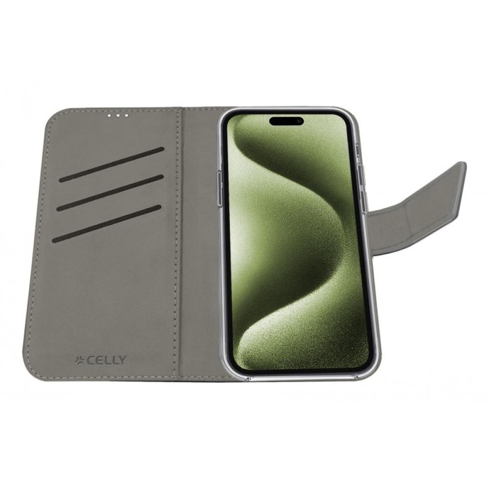 Celly - WALLY1078 funda para teléfono móvil 15,5 cm (6.1") Funda cartera Negro