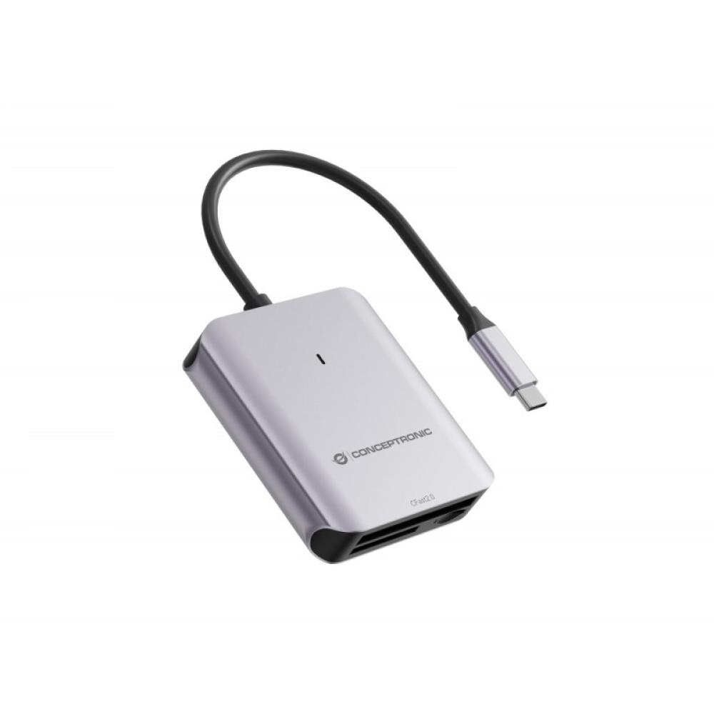 Conceptronic - BIAN09G lector de tarjeta USB 3.2 Gen 2 Type-C Gris