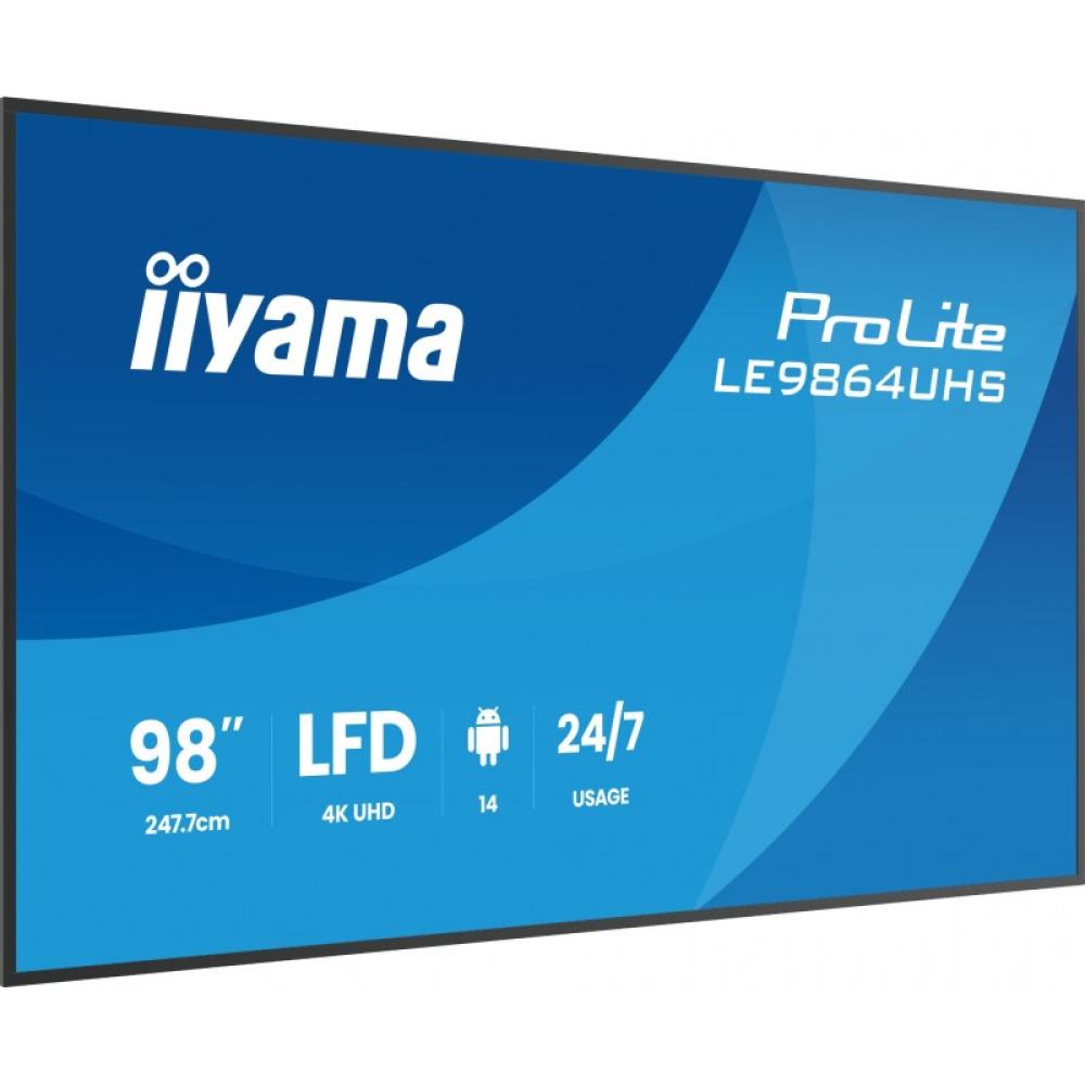 iiyama - LE9864UHS-B1AG pantalla de señalización Pantalla plana para señalización digital 2,49 m (98") Wifi 500 cd / m² 4K Ultra