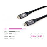 Equip - 128383 Cable USB 4 Gen 3 C a C, M/M, 2,0m, PD3.1 240W, 8K/60Hz, 40Gbps, Negro