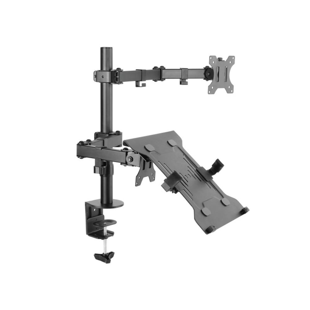 Equip - Soporte de escritorio articulado de doble brazo para monitor portátil de 13"-32