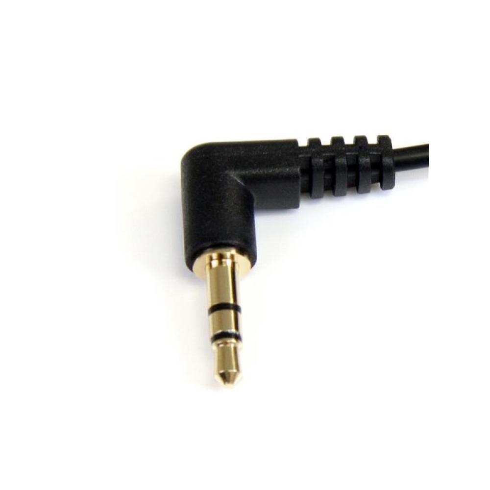 StarTech.com - Cable de Audio Estéreo 3,5mm Delgado de Ángulo Recto de 1 pie - M/M