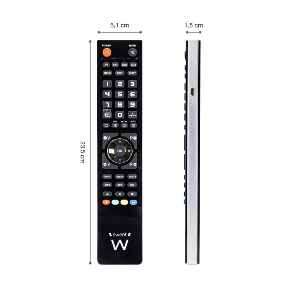 Ewent - EW1570 mando a distancia DTT, DVD/Blu-ray, Proyector, SAT, STB, Altavoz para barra de sonido, TV, Universal, VCR Botones