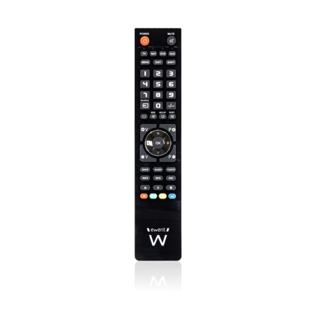 Ewent - EW1570 mando a distancia DTT, DVD/Blu-ray, Proyector, SAT, STB, Altavoz para barra de sonido, TV, Universal, VCR Botones