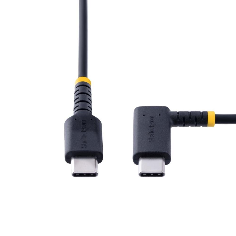StarTech.com - Cable 30cm USB C Acodado - en Ángulo Recto - PD 60W - 3A - Cable USB-C de Carga Rápida - de Alta Resistencia - US